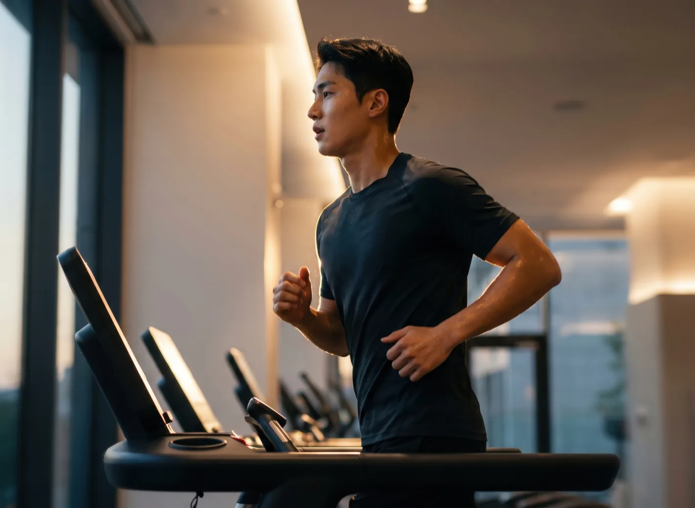 Hombre entrenando en una cinta de correr